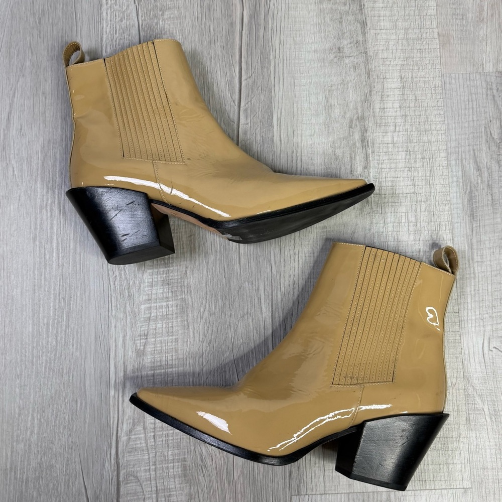 Aeyde Kate Beige Patent Leather Chelsea Boots Size 42 - Picture 10 of 13